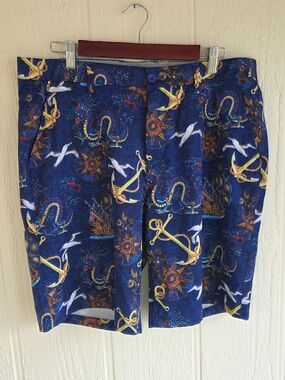 Men's Hreski Nautical Print Flat Front Shorts - Blue